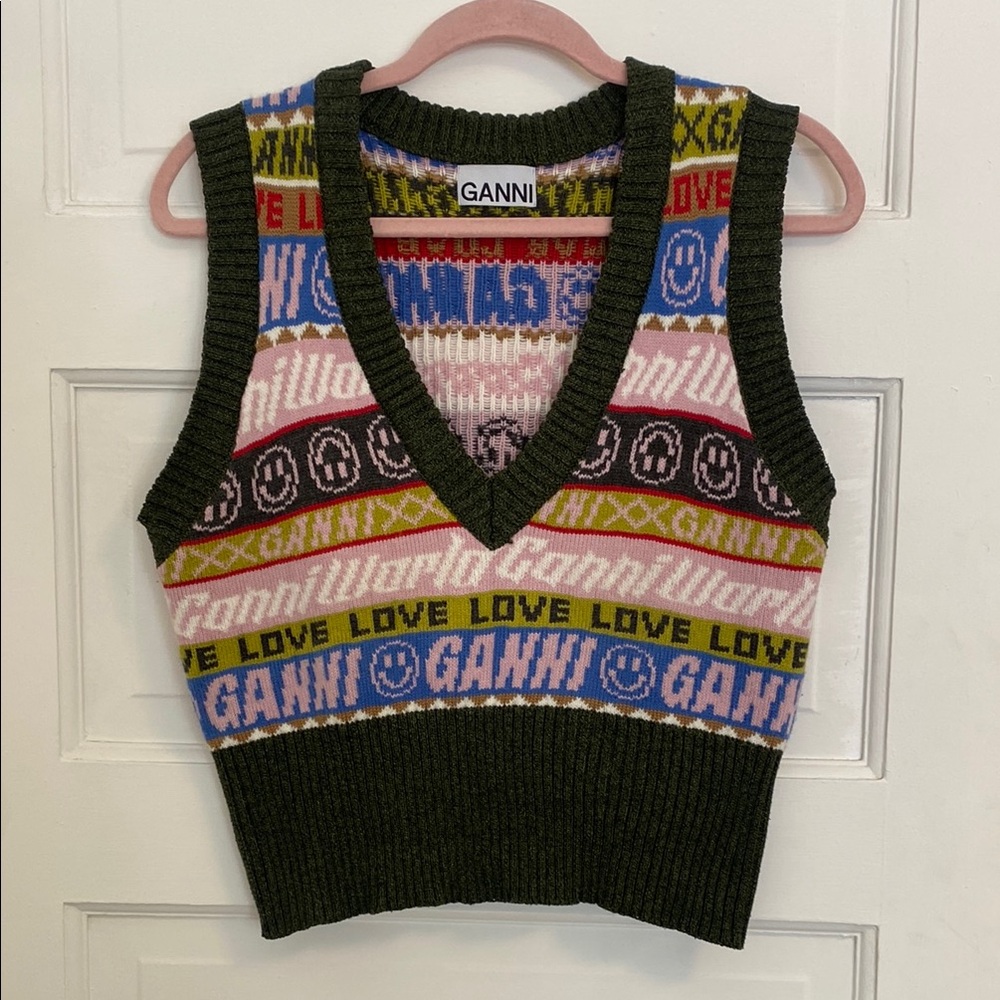 Ganni Colorful Graphic Knit Vest